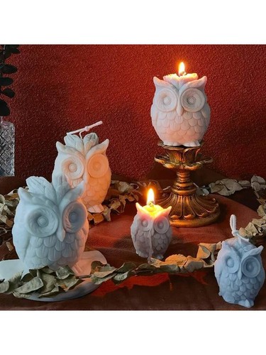 Cute owl candle - 3d,