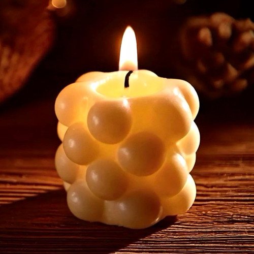 Bubble cube pillar candle - cube,