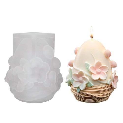 Egg candle mold floral - egg,