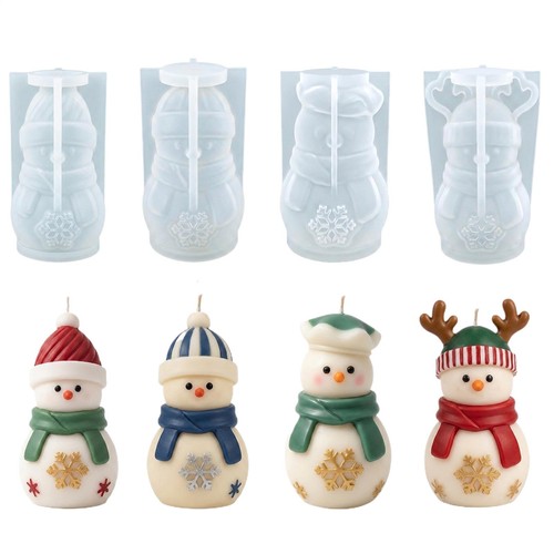 4pcs snowman silicone - 4pcs, 3d